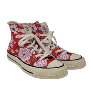 Converse Womens 5.5 Chuck 70 red pink floral high tops 568373C 2003